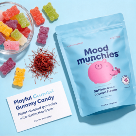 Saffron & Passion Flower Herbal Blend Gummies, Natural Botanical Nutrient Chewables, Adult Daily Wellness Gummy Supplements