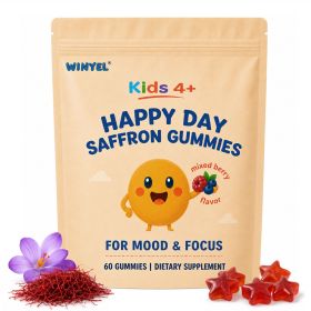 Saffron Kids Gummies | Support Happy Mood, Calm, Focus | Saffron Extract with Magnesium, Omega-3, L-Theanine, Lutein