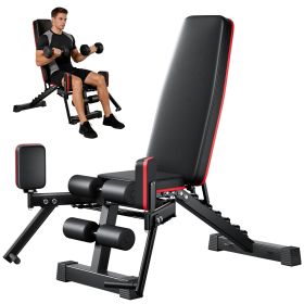 Weight Bench for Home Gym, 2-in-1 Weight Bench with Hip Abduction Training Function, Elastic Resistance Rope System