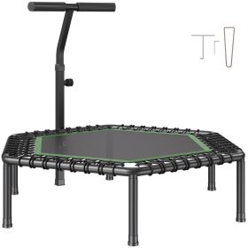 54.5 Inch Mini Trampoline, 450 lbs Max Load Fitness Rebounder, Stable & Quiet Small Trampoline with 3 Levels Height Adjustable & Foam Handle