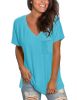 NSQTBA Soft Tshirts for Women Short Sleeve Basic Tees Loose Fitting Tops Blouses Blue M