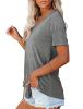 NSQTBA Shirts for Women V Neck Casual Short Sleeve Summer T-Shirts Grey S