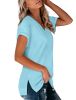 Tops for Women Casual Summer Vneck Short Sleeve Shirts Blue XL