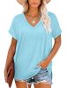 Tops for Women Casual Summer Vneck Short Sleeve Shirts Blue XL