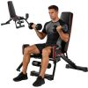 Weight Bench for Home Gym, 2-in-1 Weight Bench with Hip Abduction Training Function, Elastic Resistance Rope System