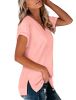 NSQTBA T Shirt for Women Loose Fit V Neck Shirts Short Sleeve M