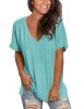 Summer Tops for Women V Neck Short Sleeve T Shirts Basic Plain Tees Blouses