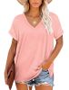 NSQTBA T Shirt for Women Loose Fit V Neck Shirts Short Sleeve M