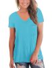 NSQTBA Soft Tshirts for Women Short Sleeve Basic Tees Loose Fitting Tops Blouses Blue M