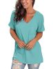 Summer Tops for Women V Neck Short Sleeve T Shirts Basic Plain Tees Blouses