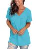 NSQTBA Soft Tshirts for Women Short Sleeve Basic Tees Loose Fitting Tops Blouses Blue M