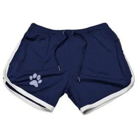 Men Gym Fitness Shorts Bodybuilding sports Jogging shorts Male 2022 Summer Cool Breathable Mesh casual men Shorts Sweatpants (Color: Navy blue white, size: XL)