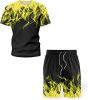 Men's Short-sleeved T-shirt Running Loose Casual Flame Print Sports Suit