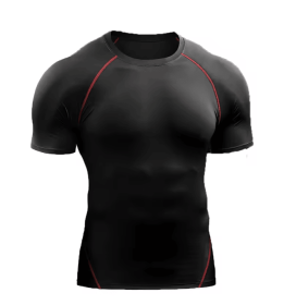 Compression T Shirt Men Sportswear Running T-shirt Dry Sport Tops (Color: black 2, size: M)