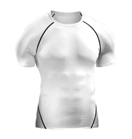 Compression T Shirt Men Sportswear Running T-shirt Dry Sport Tops (Color: White, size: M)