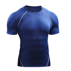 Compression T Shirt Men Sportswear Running T-shirt Dry Sport Tops (Color: Blue, size: XL)