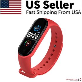 M4 Smart Watch Band Blood Pressure Bracelet Wristband Fitness Tracker Heart Rate (Color: Red)