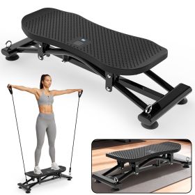Sliding Ski Simulator with Resistance Bands - Indoor Skiing Fitness Equipment for Home Gym, With Resistance Bands & Non-Slip Base (Color: Black, Material: ABS+Rubber+Steel (Q235))