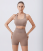 Workout Sets for Women 2 Piece Seamless Ribbed Crop Tank High Waist Shorts Yoga Outfits