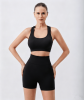Workout Sets for Women 2 Piece Seamless Ribbed Crop Tank High Waist Shorts Yoga Outfits