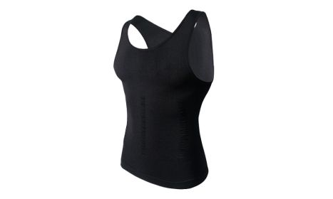 Men's Slimming Vest Body Tank Shaper Compression Shirt Sleeveless (Color: Black, size: XL)