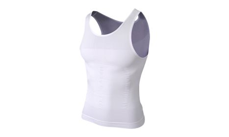 Men's Slimming Vest Body Tank Shaper Compression Shirt Sleeveless (Color: White, size: S)