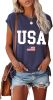 Cap Sleeve Summer Tops for Women Trendy Floral Print Casual V Neck T Shirts Petal Sleeve Blouses