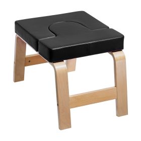 Yoga Headstand Bench, 300 lbs Capacity Yoga Inversion Chair for Family Gym, Headstand Trainer with Wood Frame & PU Pad (Seat Cushion Color: Black)