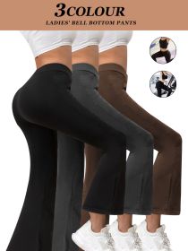 3pcs Butt-Lifting Flare Yoga Pants – High Waist, Ultra Stretch, Naked Feel Leggings for Women (Color: Three colors, size: XXL)