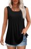 Women's Summer Tank Tops Square Neck Dressy Casual Sleeveless Blouses Plus Scooped Neck Pleated Work Shirts