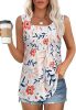 Women's Summer Tank Tops Square Neck Dressy Casual Sleeveless Blouses Plus Scooped Neck Pleated Work Shirts