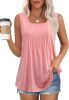 Women's Summer Tank Tops Square Neck Dressy Casual Sleeveless Blouses Plus Scooped Neck Pleated Work Shirts