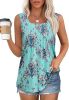 Women's Summer Tank Tops Square Neck Dressy Casual Sleeveless Blouses Plus Scooped Neck Pleated Work Shirts
