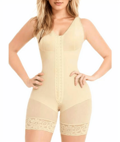Fajas Colombianas Shapewear for Women Tummy Control Post Surgery Full Body Shaper Butt Lifter with Zipper Crotch skimsbodysuits solleonnewfajascurve e (Color: Beige, size: L)