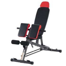 Multifunctional Bench Press Bench, Adjustable Bench for Supine, Prone, And Flat Positions, High-Intensity Back Extension Roman Chair, Foldable Si (Option: black red)