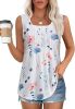 Women's Summer Tank Tops Square Neck Dressy Casual Sleeveless Blouses Plus Scooped Neck Pleated Work Shirts
