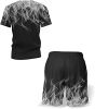 Men's Short-sleeved T-shirt Running Loose Casual Flame Print Sports Suit