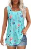 Women's Summer Tank Tops Square Neck Dressy Casual Sleeveless Blouses Plus Scooped Neck Pleated Work Shirts