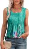 Women's Summer Tank Tops Square Neck Dressy Casual Sleeveless Blouses Plus Scooped Neck Pleated Work Shirts