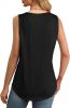 Women's Summer Tank Tops Square Neck Dressy Casual Sleeveless Blouses Plus Scooped Neck Pleated Work Shirts