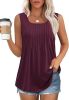 Women's Summer Tank Tops Square Neck Dressy Casual Sleeveless Blouses Plus Scooped Neck Pleated Work Shirts